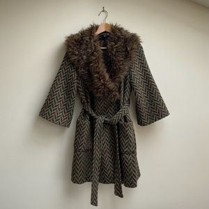 Faux Fur Collared Coat